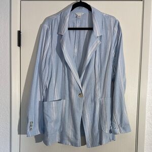 Caslon Light Blue and White Striped Blazer size 1X from Nordstrom